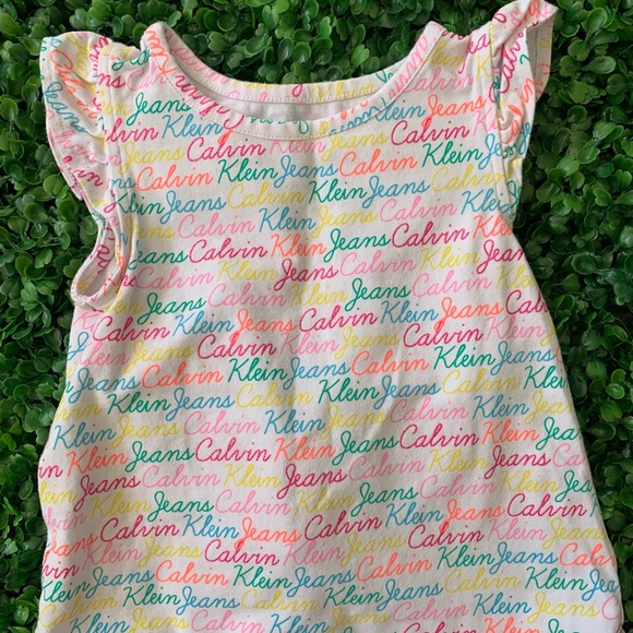 Calvin Klein Jeans Little Girl's 2 Piece Overall Jumper Dress with Shirt - Picture 4 of 5